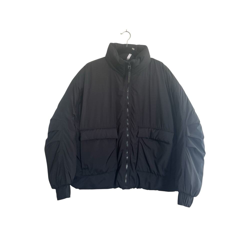 FABLETICS Women’s Large Waist Length Black Puffer Jacket Coat Pockets #6447